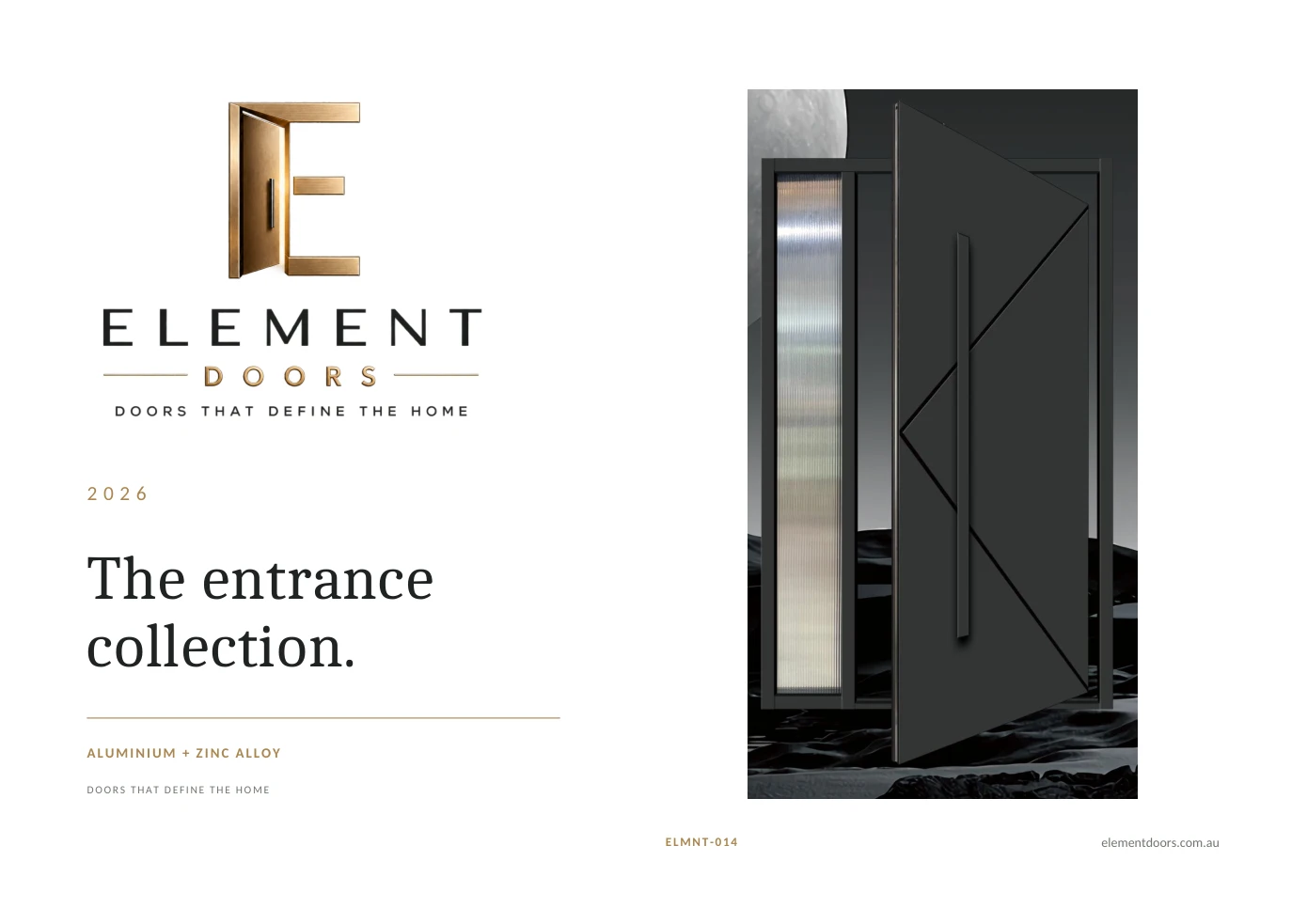 Element Doors 2026 aluminium and zinc alloy entrance collection catalogue