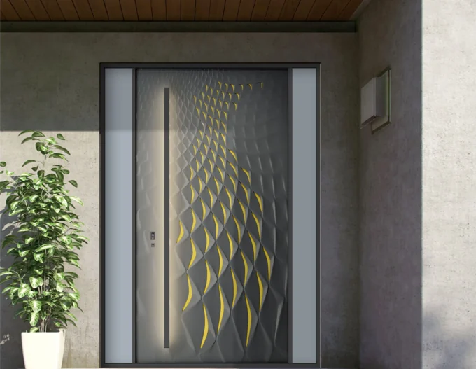 ELMNT-002 — Sculpted wave, aluminium entrance door
