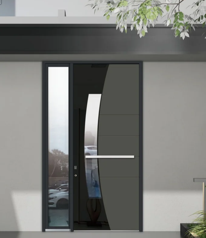 ELMNT-004 — Curved glazing, aluminium entrance door