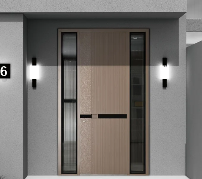 ELMNT-006 — Reeded symmetry, aluminium entrance door