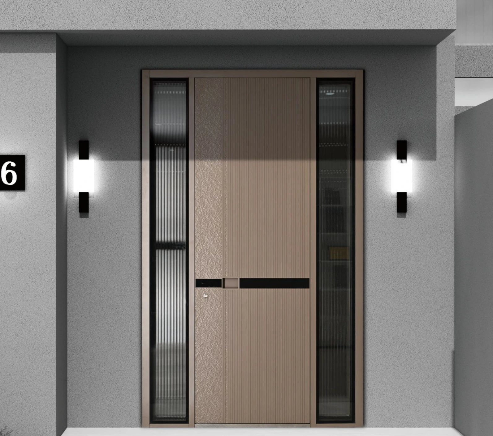 ELMNT-006 — Reeded symmetry, aluminium entrance door