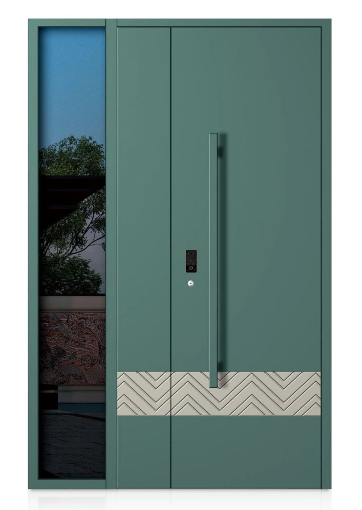 ELMNT-009 — Chevron accent, aluminium entrance door