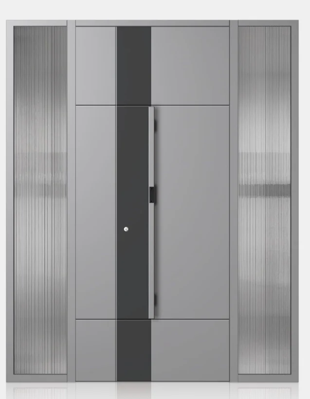ELMNT-012 — Silver geometry, aluminium entrance door
