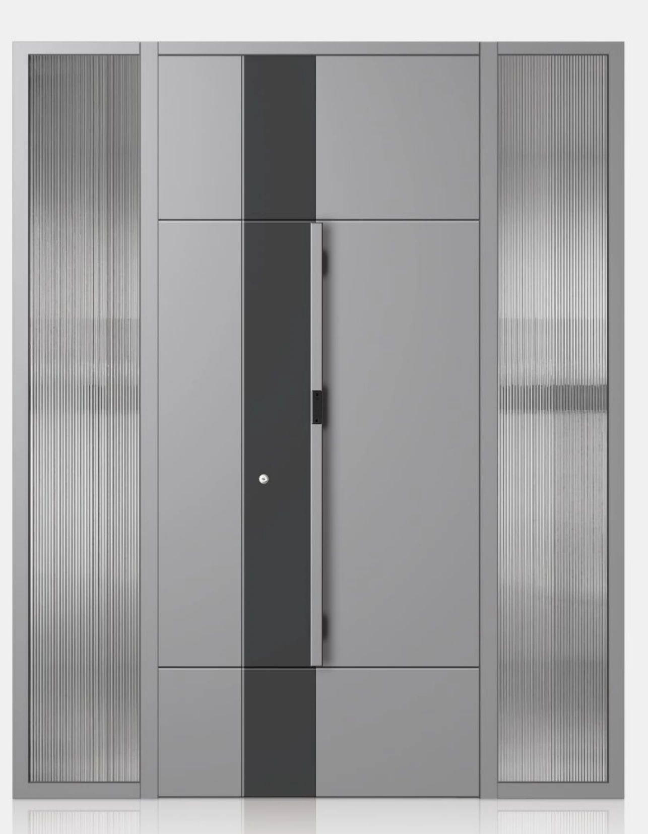 ELMNT-012 — Silver geometry, aluminium entrance door