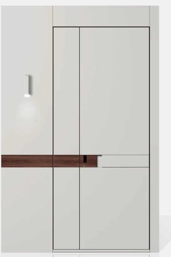 ELMNT-020 — Warm inset detail, aluminium entrance door