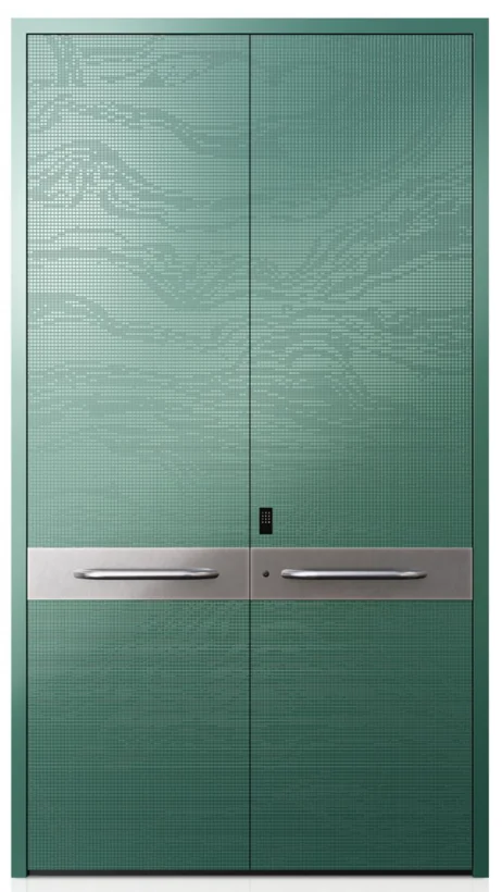 ELMNT-025 — Green relief, aluminium entrance door