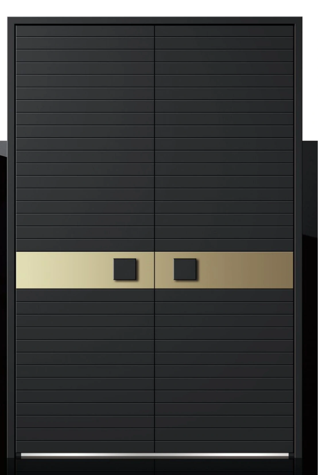 ELMNT-039 — Gold horizontal accent, aluminium entrance door