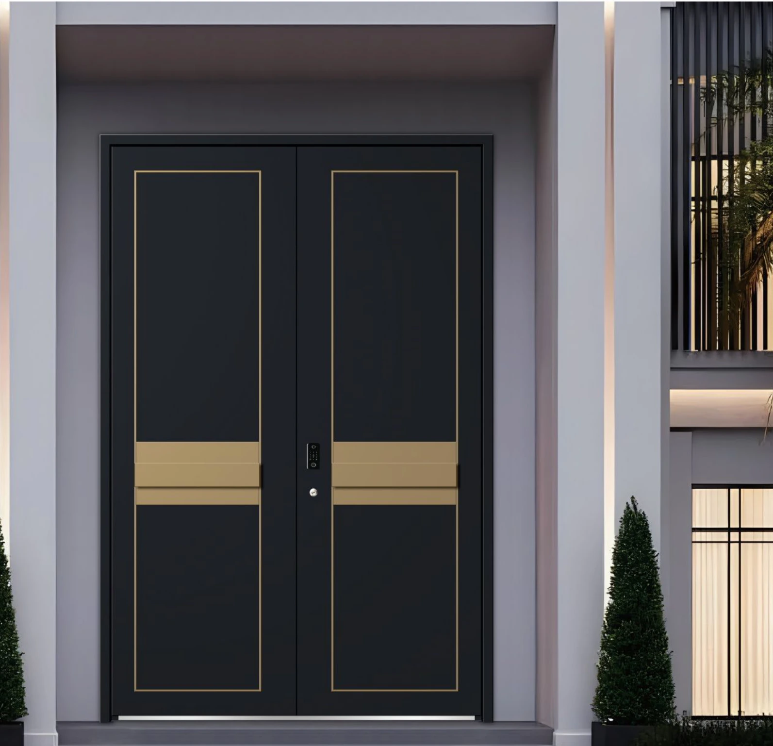 ELMNT-049 — Framed gold accents, aluminium entrance door