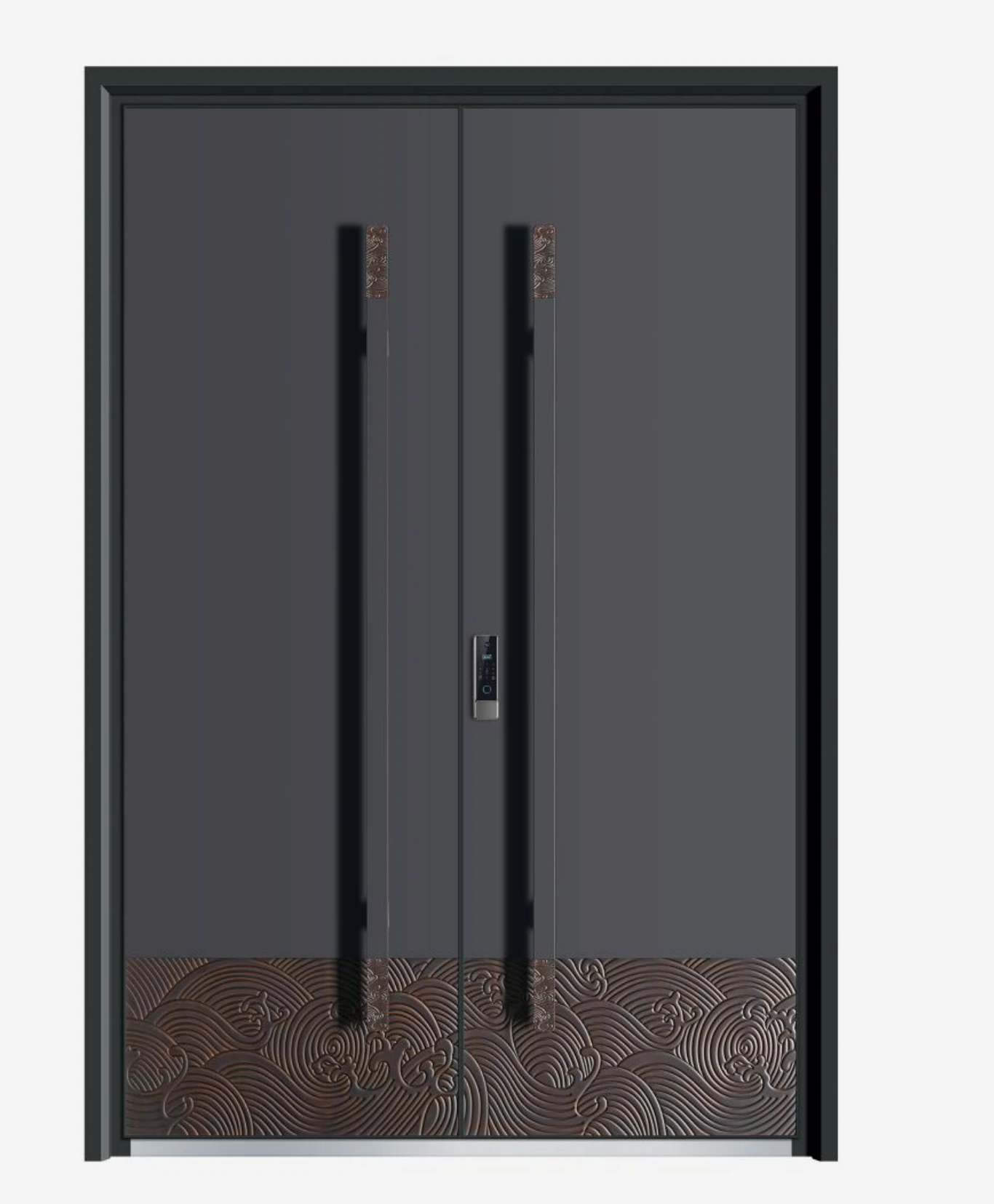 ELMNT-057 — Long paired pulls, aluminium entrance door