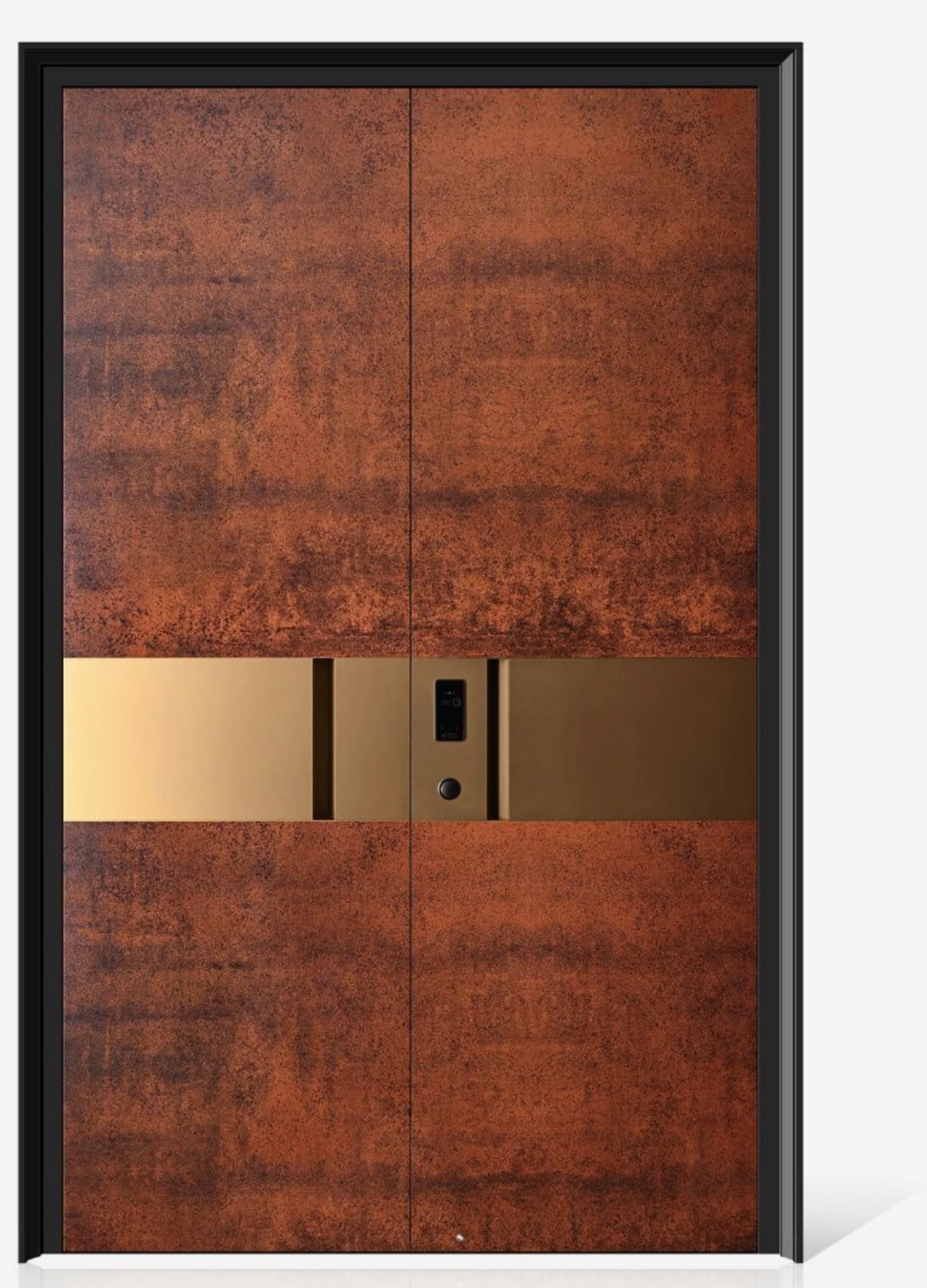 ELMNT-061 — Warm textured band, aluminium entrance door