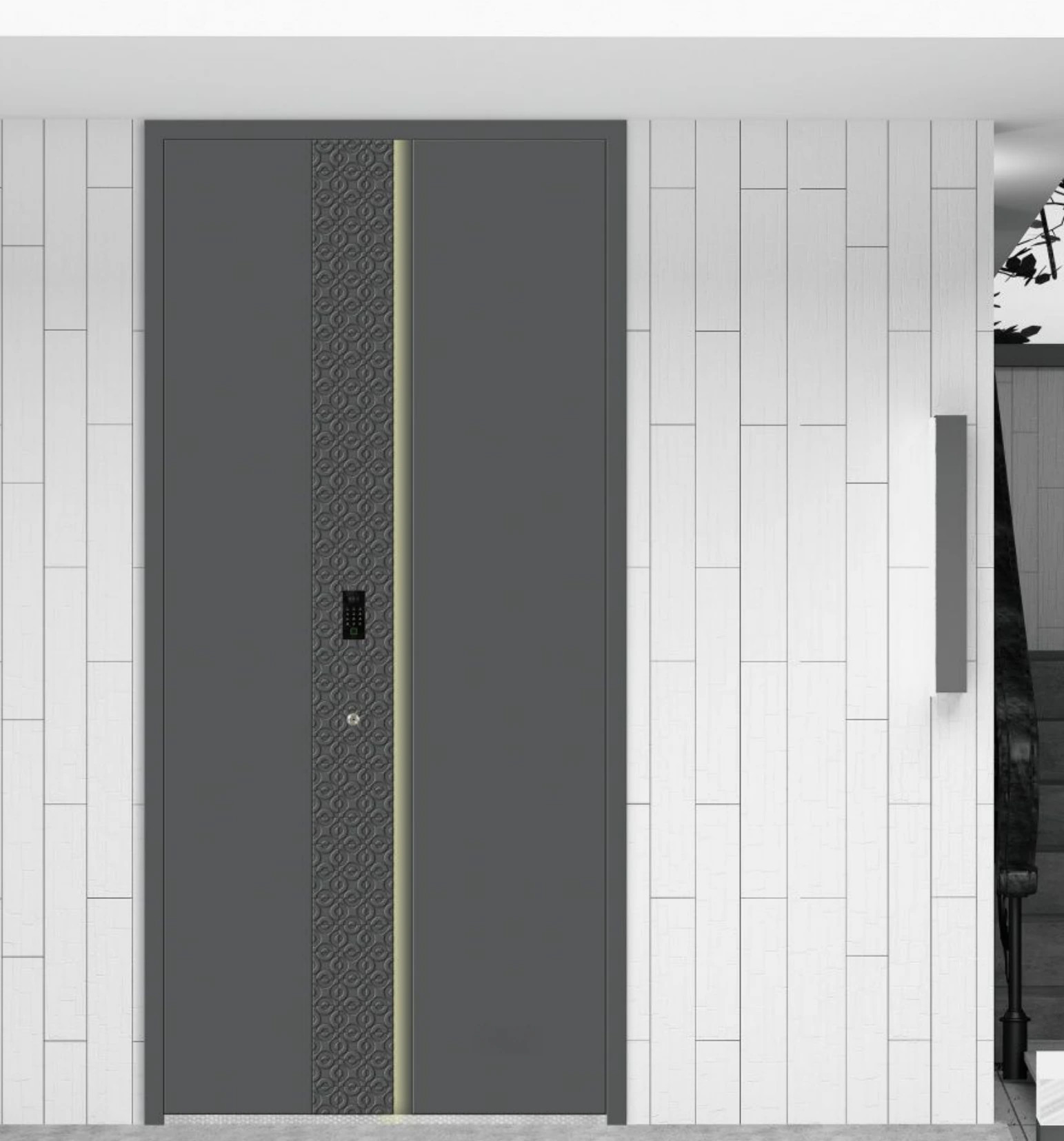 ELMNT-071 — Narrow vertical panel, aluminium entrance door