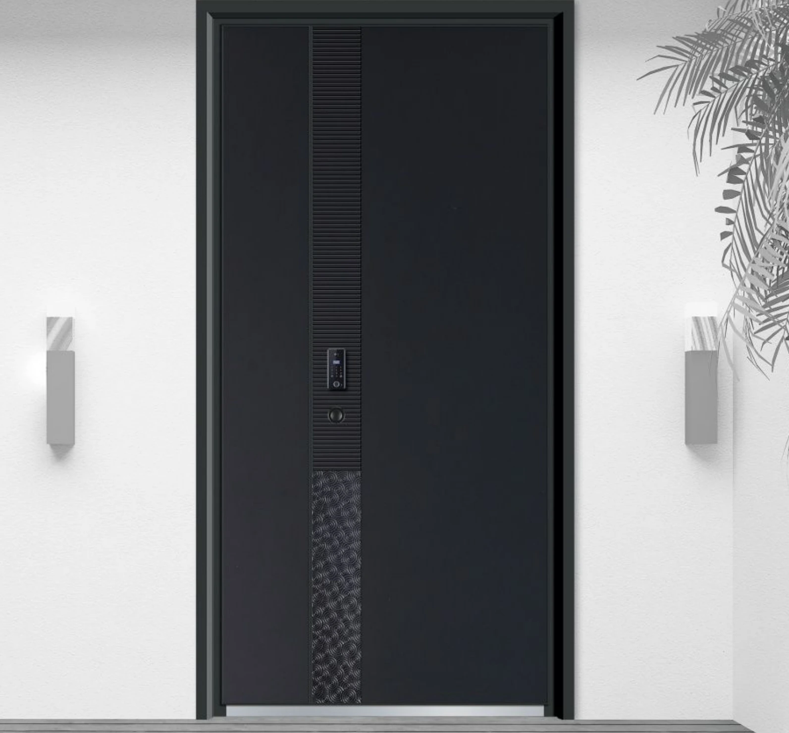 ELMNT-072 — Deep charcoal entry, aluminium entrance door
