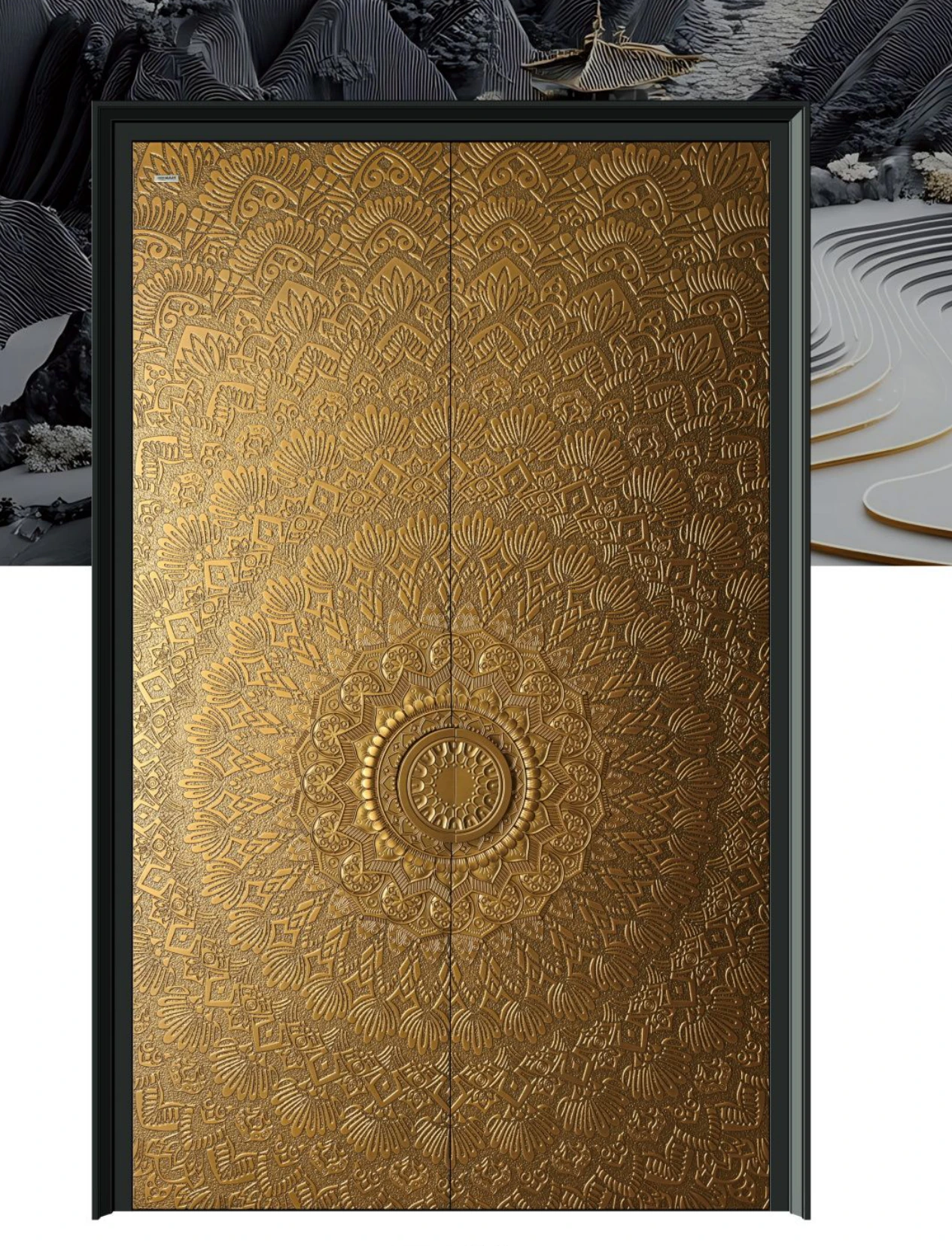 ELMNT-078 — Ornate gold relief, aluminium entrance door