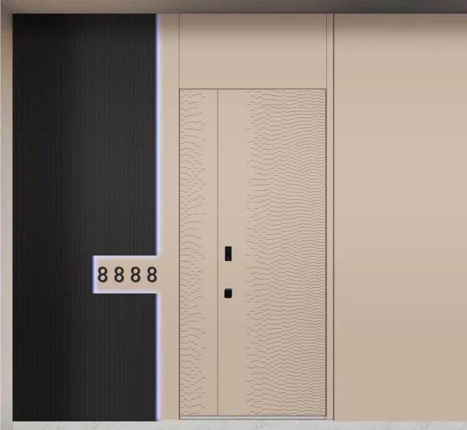 ELMNT-082 — Warm embossed lines, aluminium entrance door