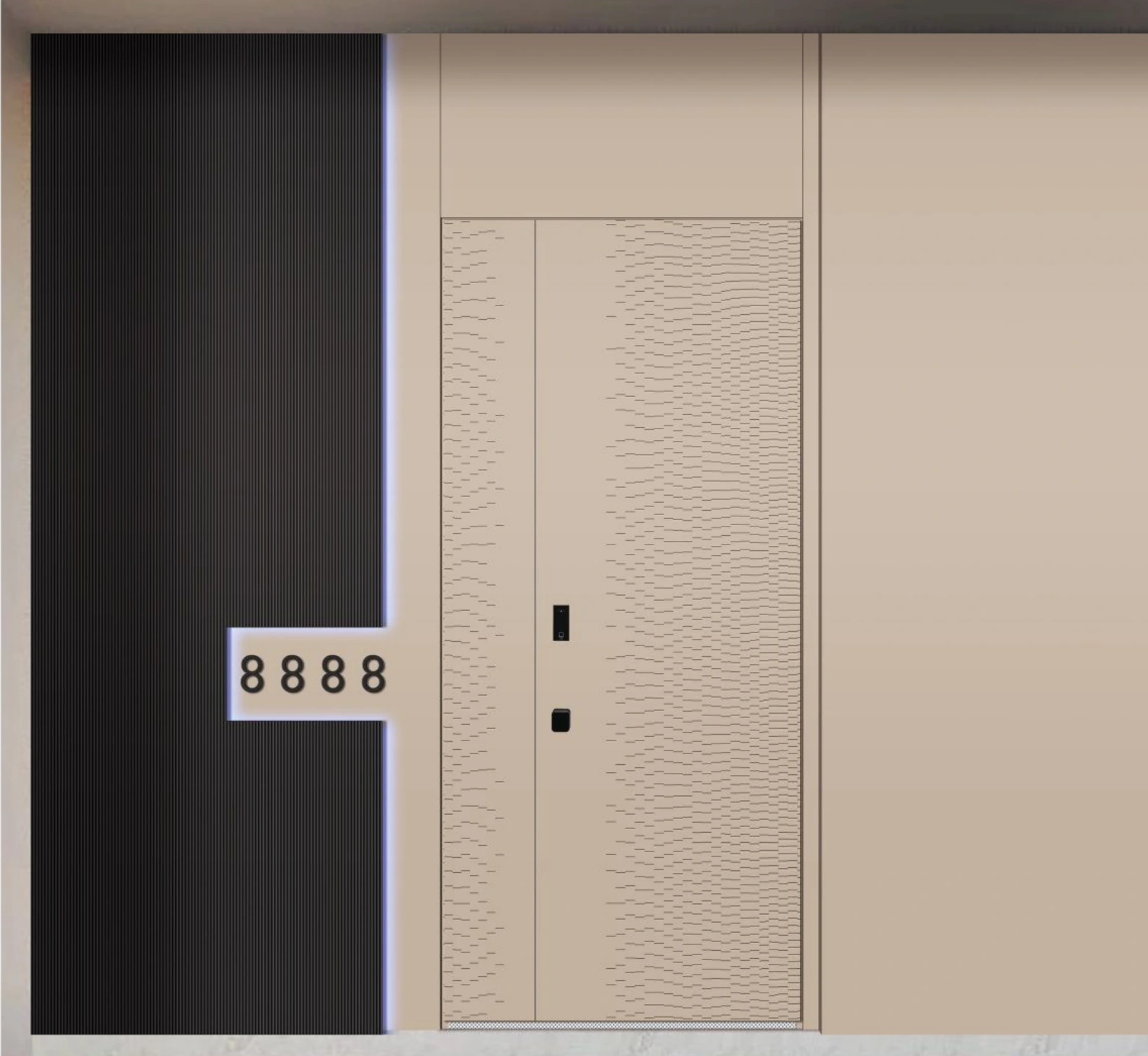ELMNT-082 — Warm embossed lines, aluminium entrance door