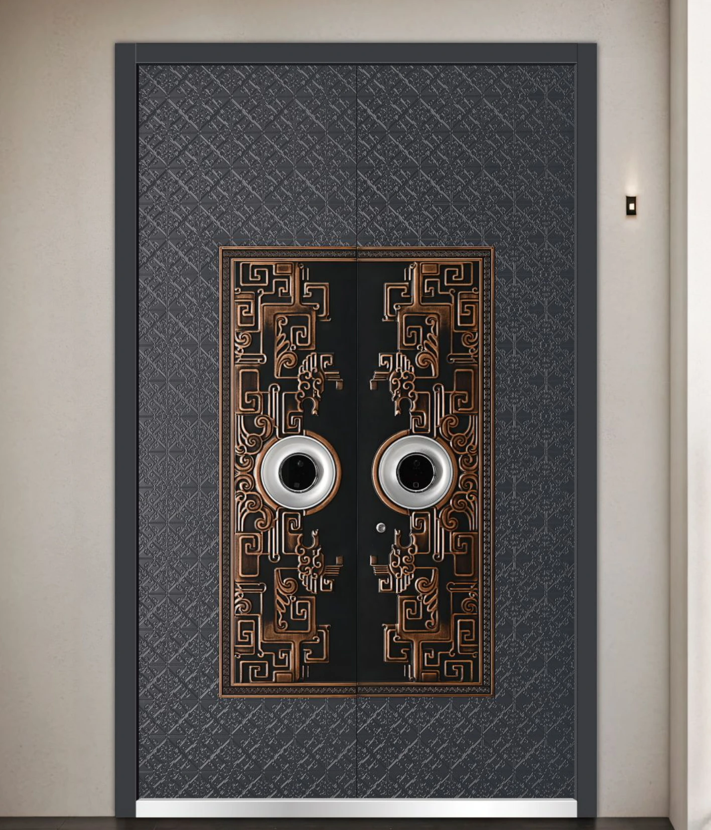 ELMNT-084 — Decorative twin circles, aluminium entrance door
