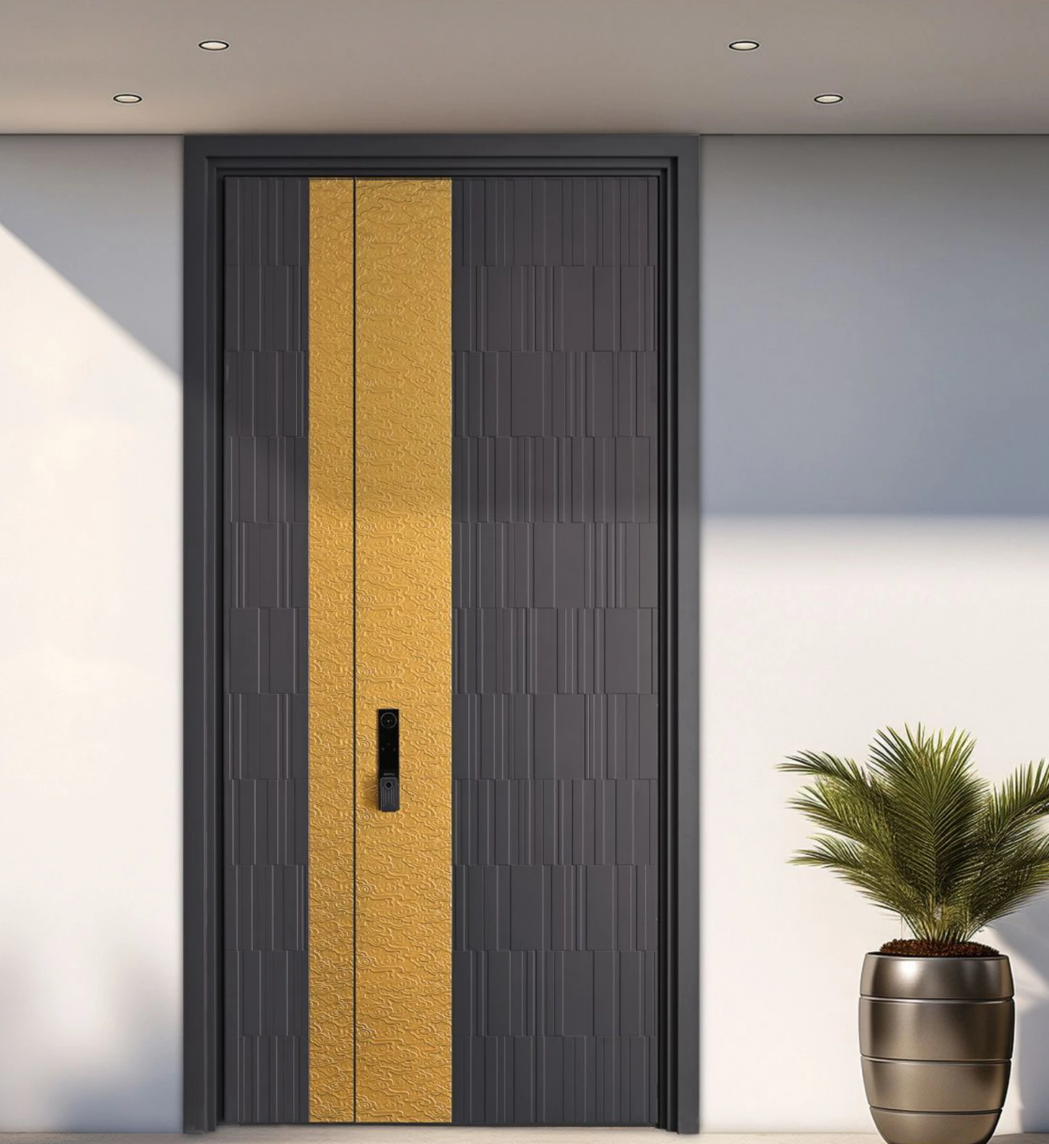 ELMNT-087 — Gold textured panel, aluminium entrance door